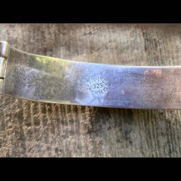 TAXCO 925 Bracelet Vintage Sterling Silver Shadow Box Hinged Bangle - Picture 5 of 6